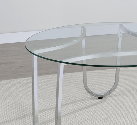Doherty Round Tempered Glass Top End Side Table Chrome