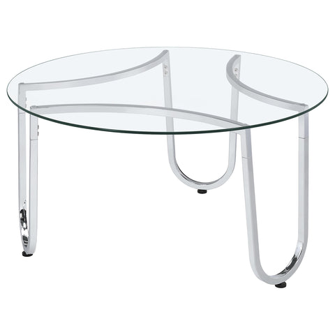 Doherty 3-piece Round Tempered Glass Top Coffee Table Set Chrome