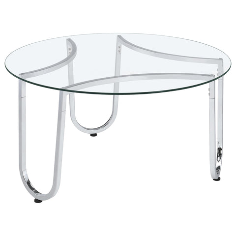 Doherty Round Tempered Glass Top Cocktail Coffee Table Chrome