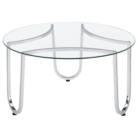 Doherty Round Tempered Glass Top Cocktail Coffee Table Chrome