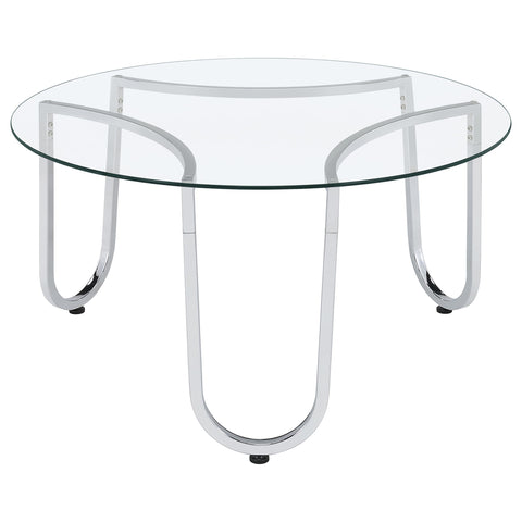 Doherty Round Tempered Glass Top Cocktail Coffee Table Chrome