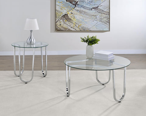 Doherty Round Tempered Glass Top Cocktail Coffee Table Chrome