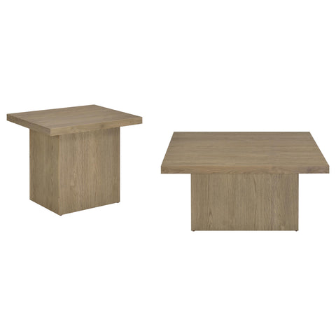 Rocco 2-piece Square Cocktail Coffee End Table Set Latte