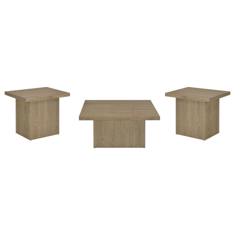 Rocco 3-piece Square Cocktail Coffee End Table Set Latte