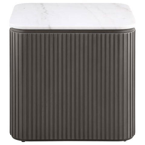 Etienne Square Marble Top End Table Charcoal