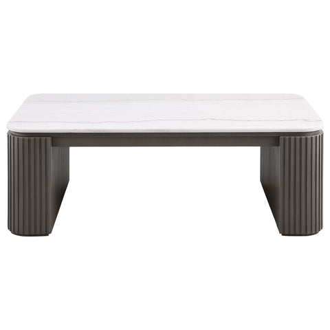 Etienne Rectangular Marble Top Coffee Table Charcoal
