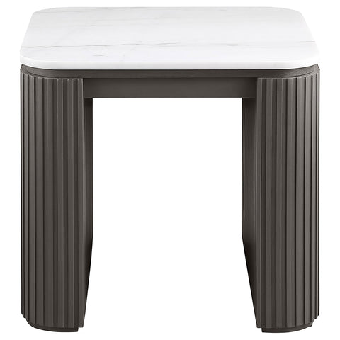 Etienne 2-Piece Square Marble Top Coffee and End Table Set Charcoal