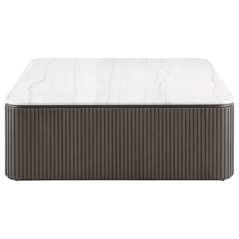 Etienne Square Marble Top Coffee Table Charcoal