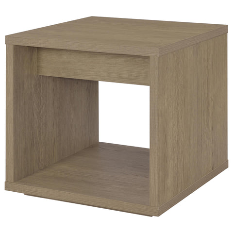 Baldacci Square End Table with Drawer and Open Shelf Latte