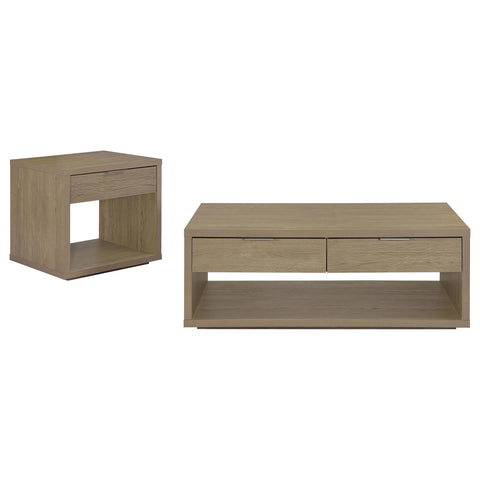 Baldacci 2-Piece Coffee and End Table Set with Storage Latte