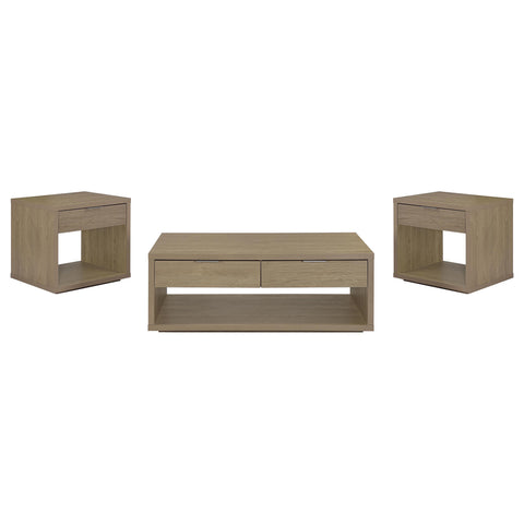 Baldacci 3-Piece Coffee and End Table Set with Storage Latte
