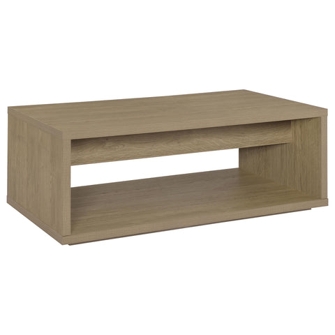 Baldacci 2-Drawer Rectangular Coffee Table with Open Shelf Latte