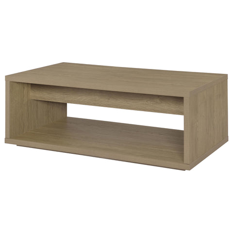 Baldacci 2-Drawer Rectangular Coffee Table with Open Shelf Latte