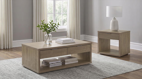 Baldacci 2-Drawer Rectangular Coffee Table with Open Shelf Latte