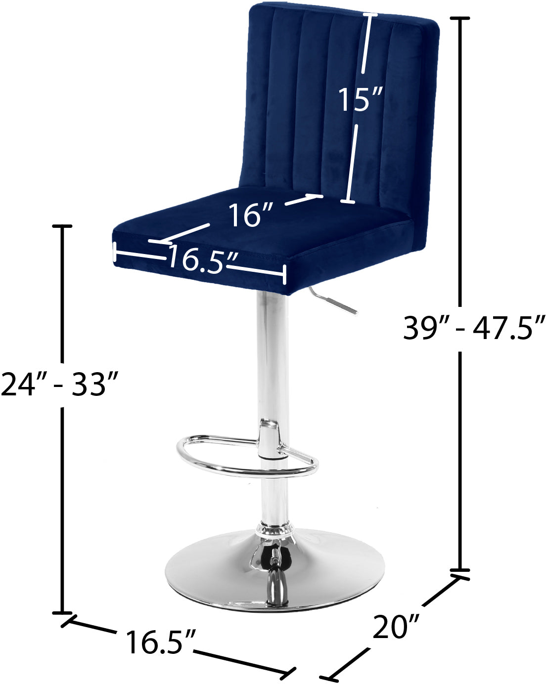 alessandra navy velvet adjustable stool navy