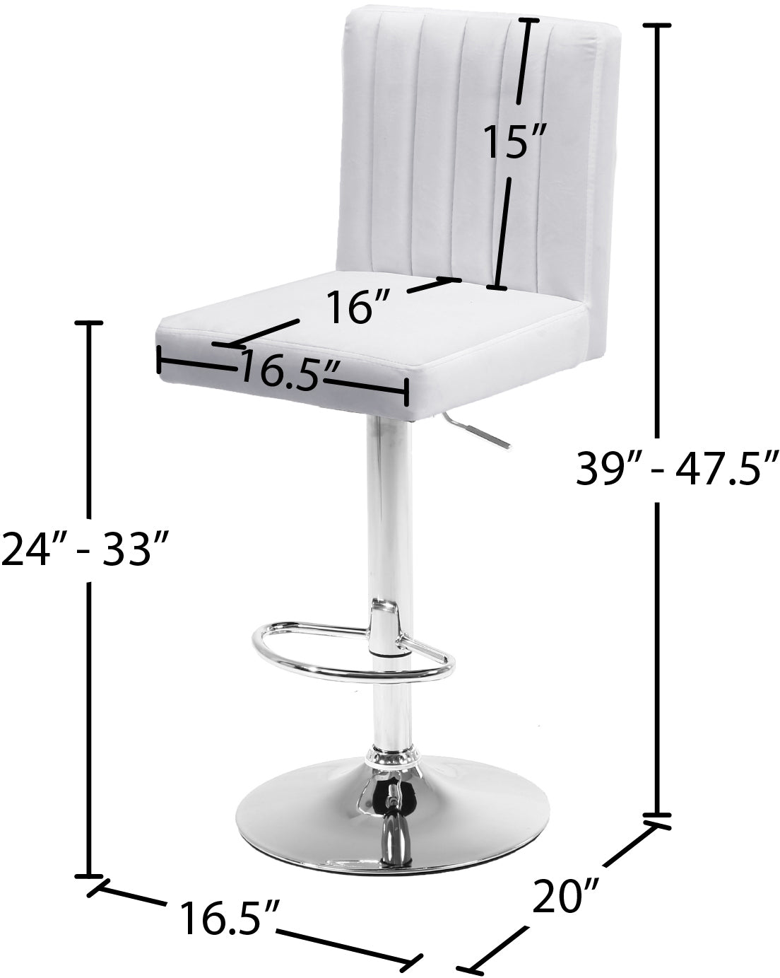 alessandra white velvet adjustable stool white