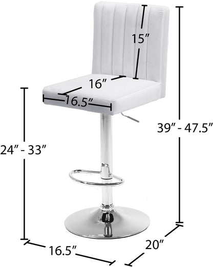 Alessandra White Velvet Adjustable Stool White