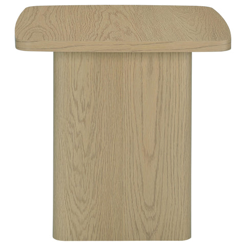 Oakglen Transitional Square Pedestal End Table in Greige