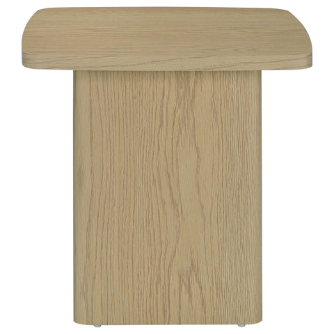 Oakglen Transitional Square Pedestal End Table in Greige