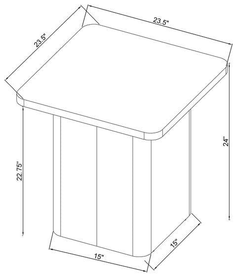 Oakglen Transitional Square Pedestal End Table in Greige
