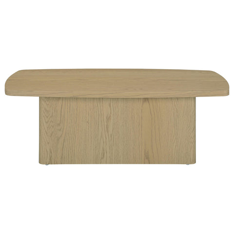Oakglen Transitional Rectangular Pedestal Coffee Table in Greige