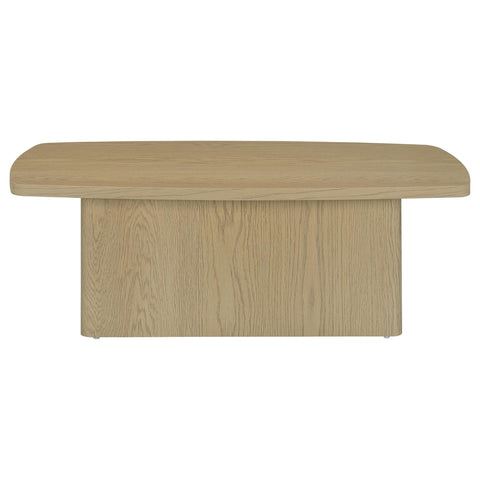 Oakglen Transitional Rectangular Pedestal Coffee Table in Greige