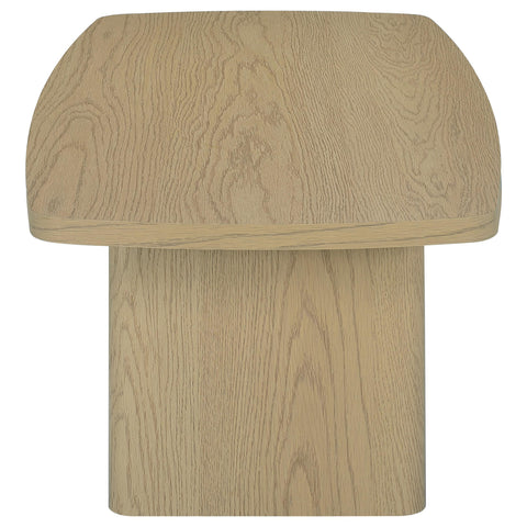 Oakglen Transitional Rectangular Pedestal Coffee Table in Greige