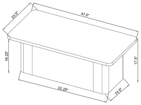 Oakglen Transitional Rectangular Pedestal Coffee Table in Greige