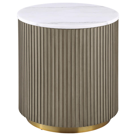 Gracemont 3-piece Round White Marble Coffee Table Set Greige