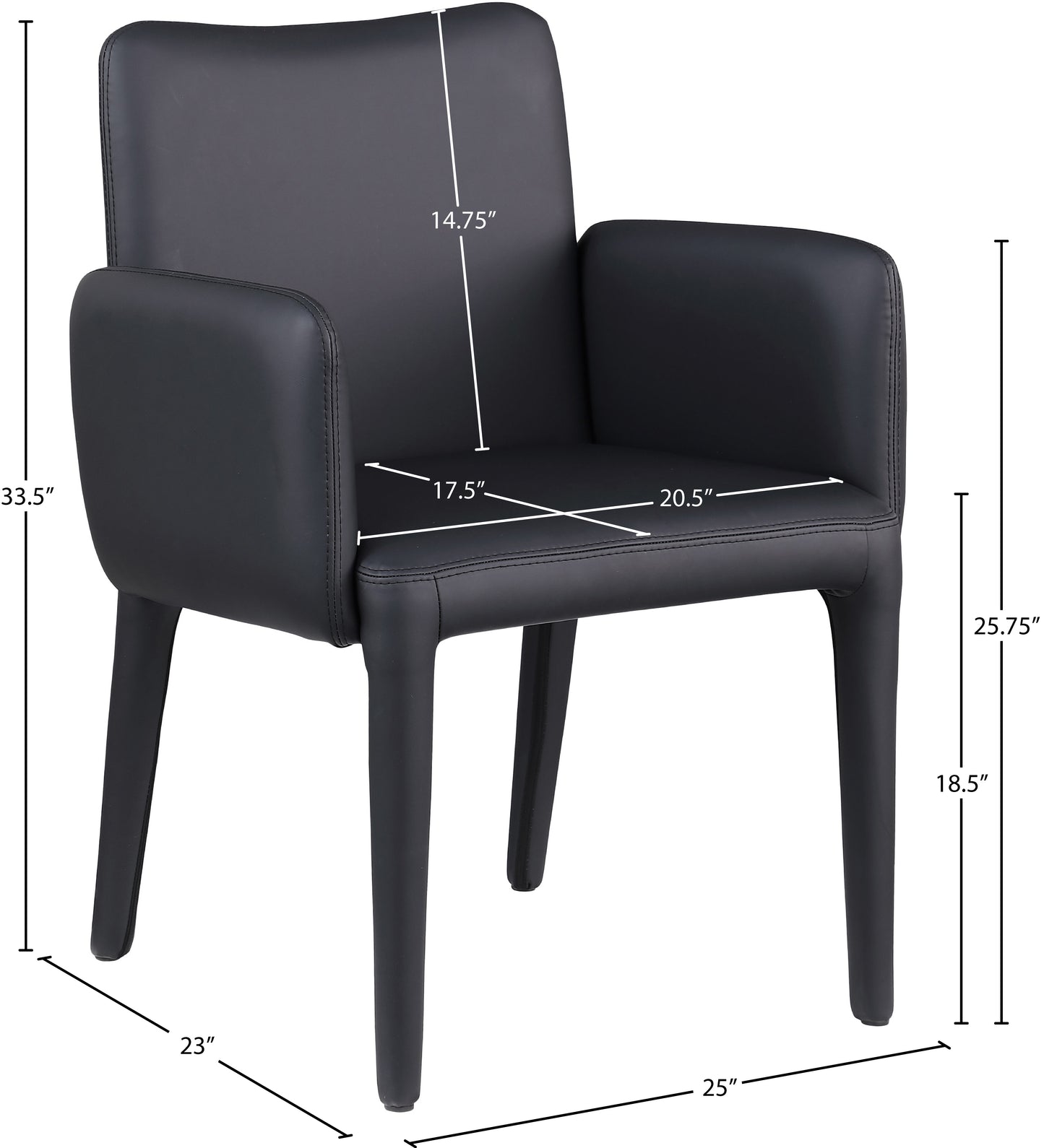 soleil black faux leather accent/dining chair c