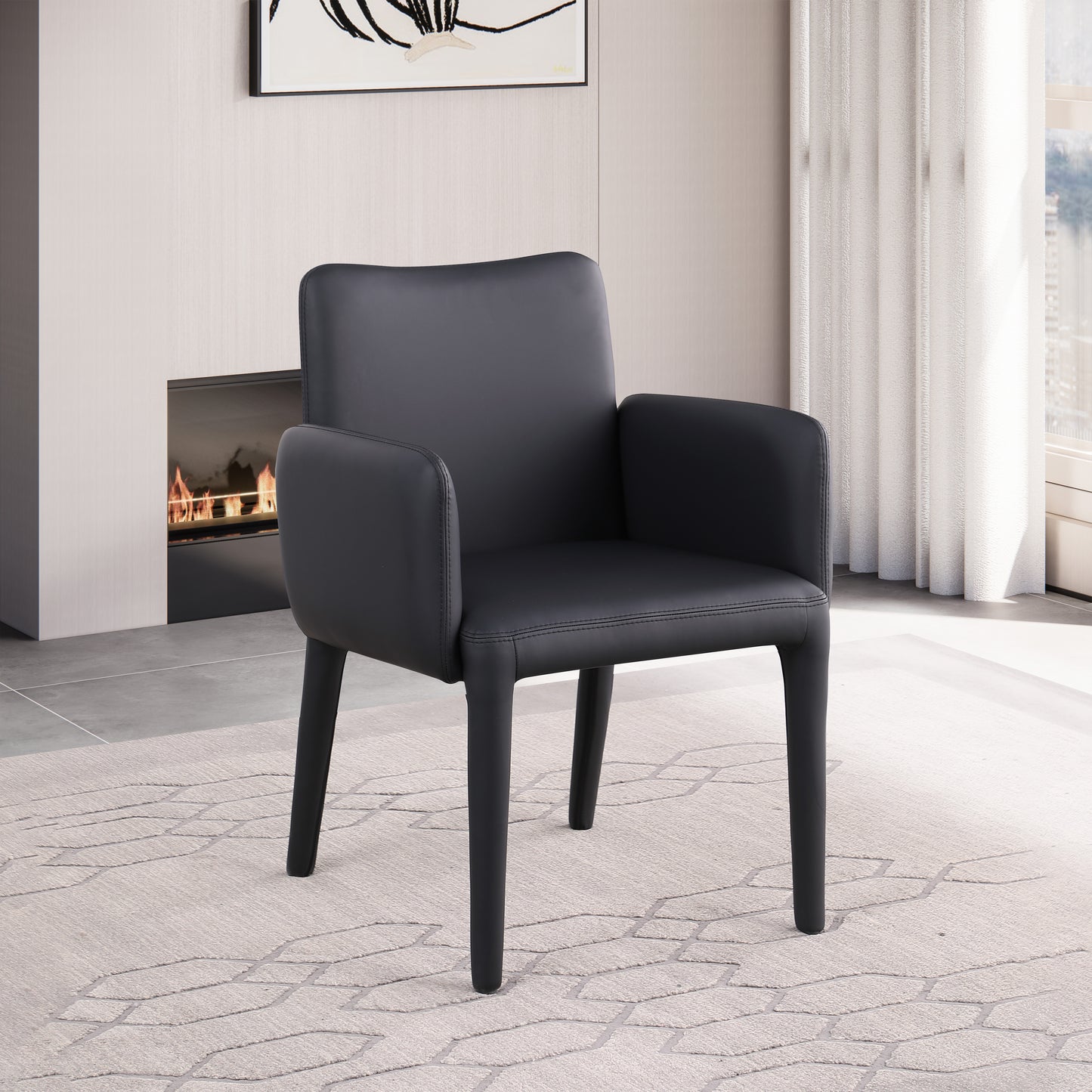 soleil black faux leather accent/dining chair c