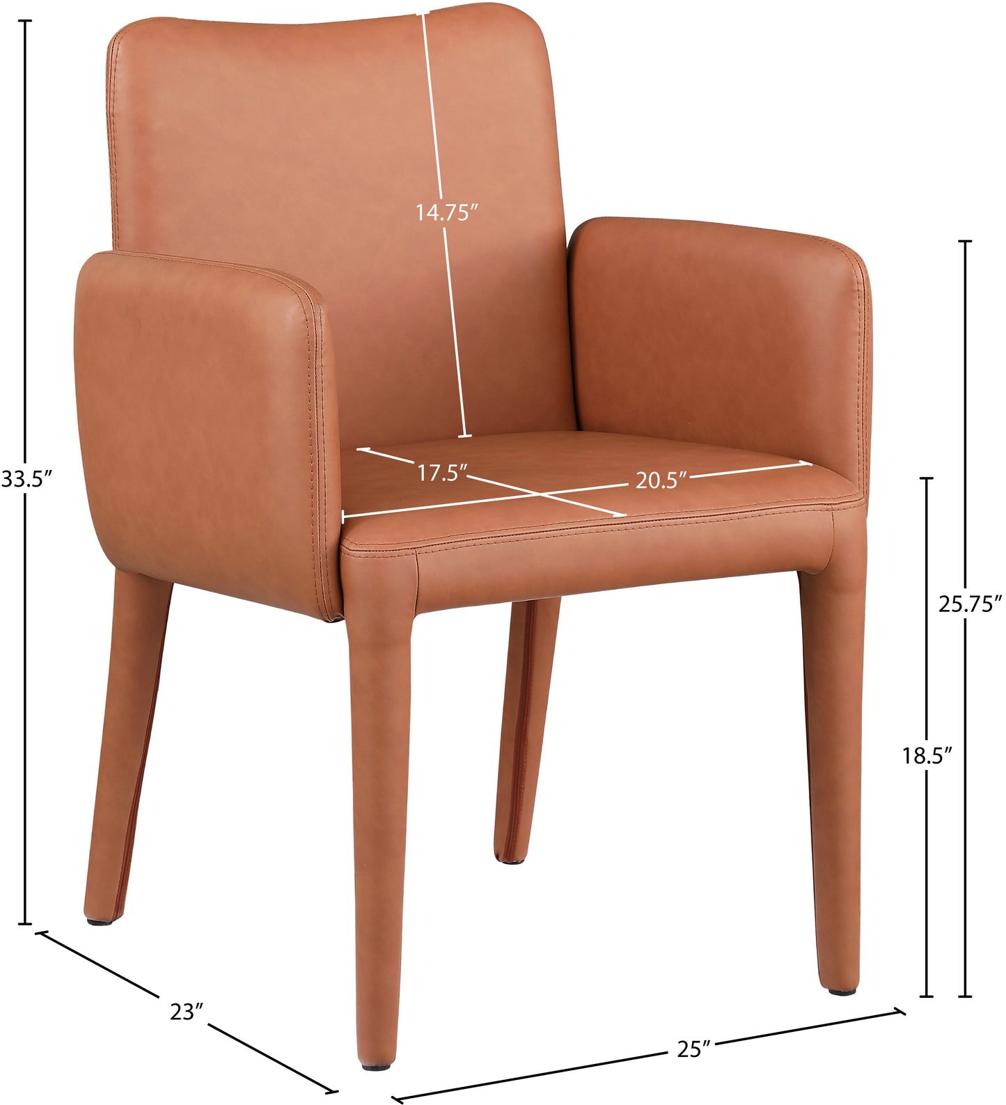 soleil cognac faux leather accent/dining chair c