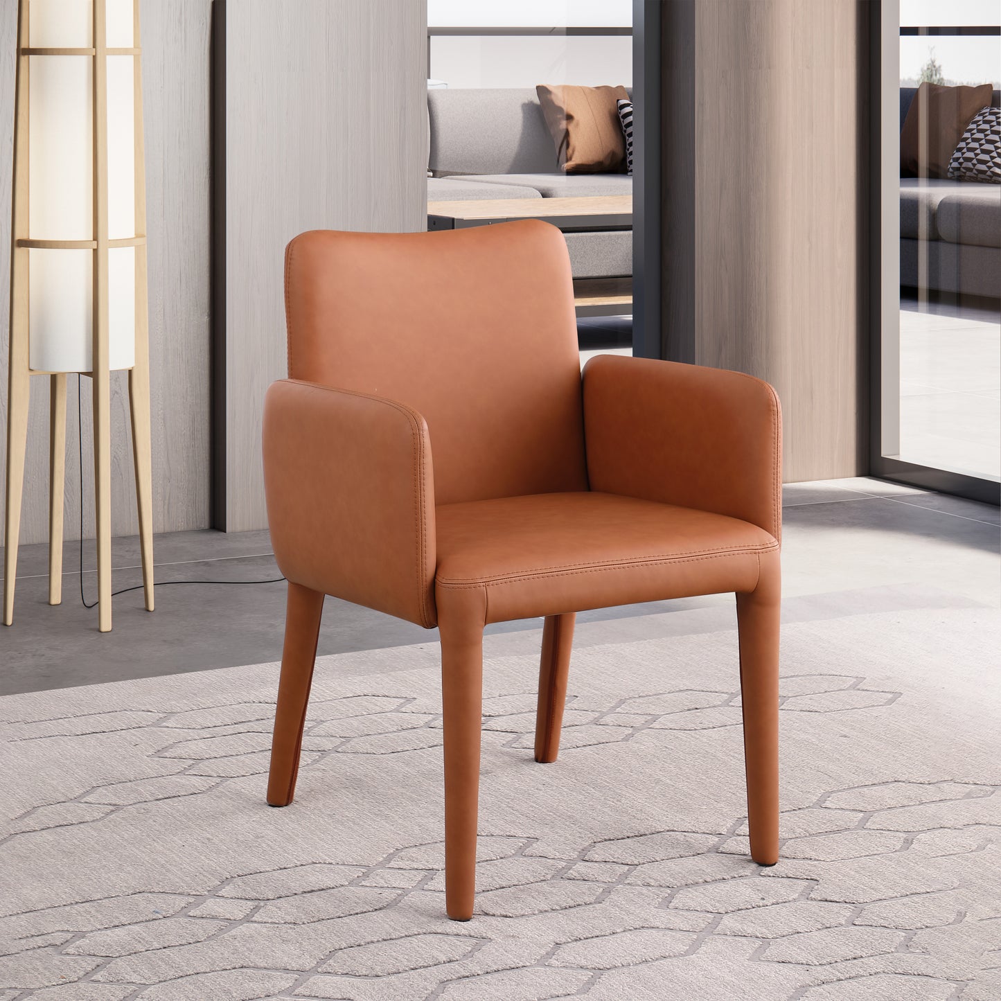 soleil cognac faux leather accent/dining chair c