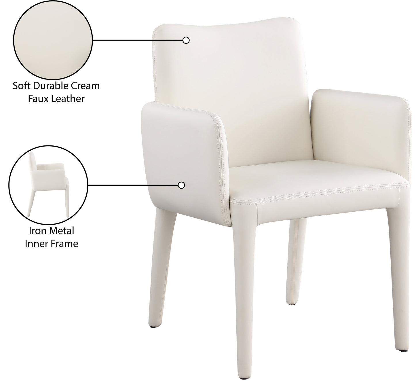 soleil cream faux leather accent/dining chair c