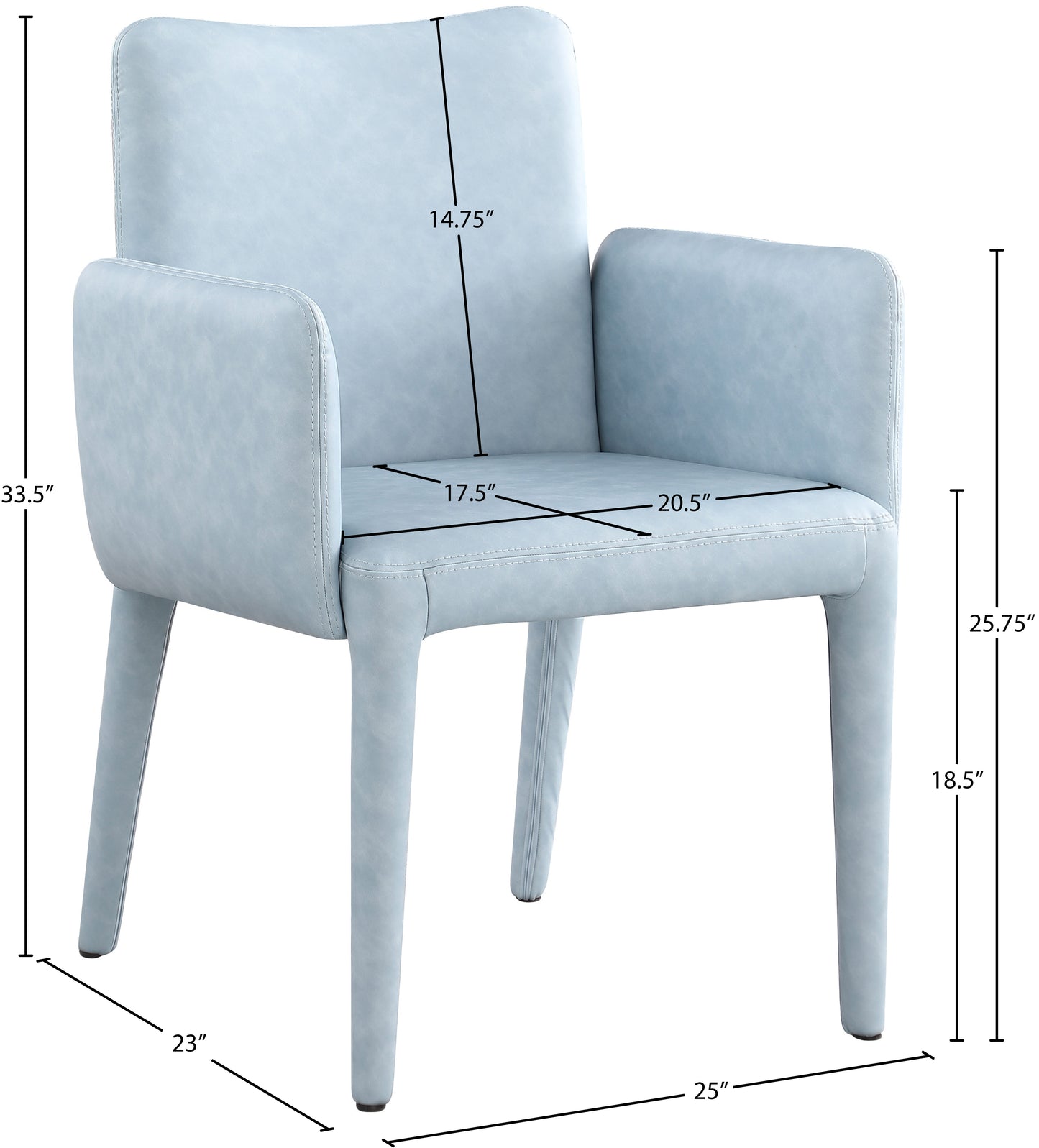 soleil light blue faux leather accent/dining chair c