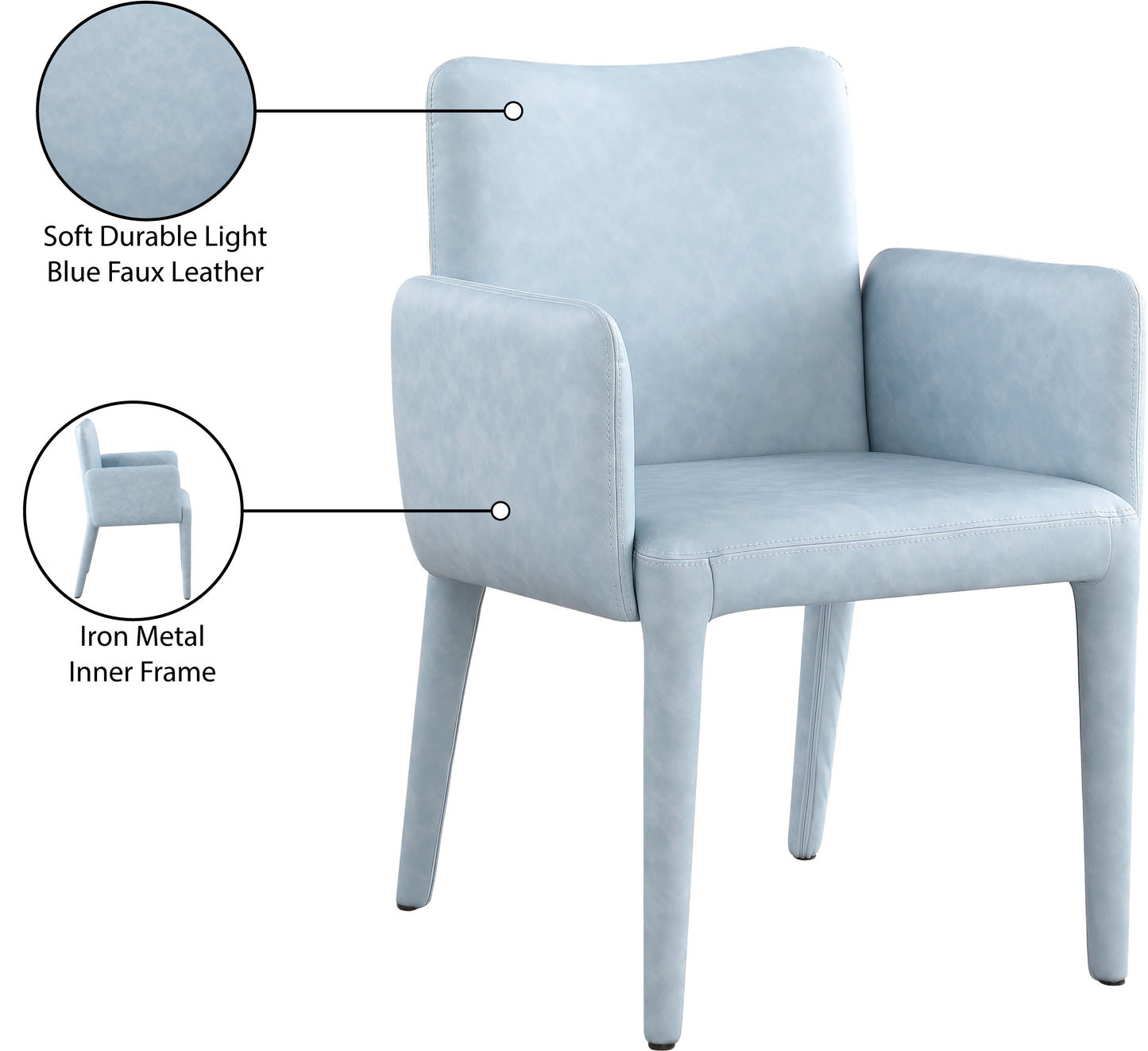 soleil light blue faux leather accent/dining chair c