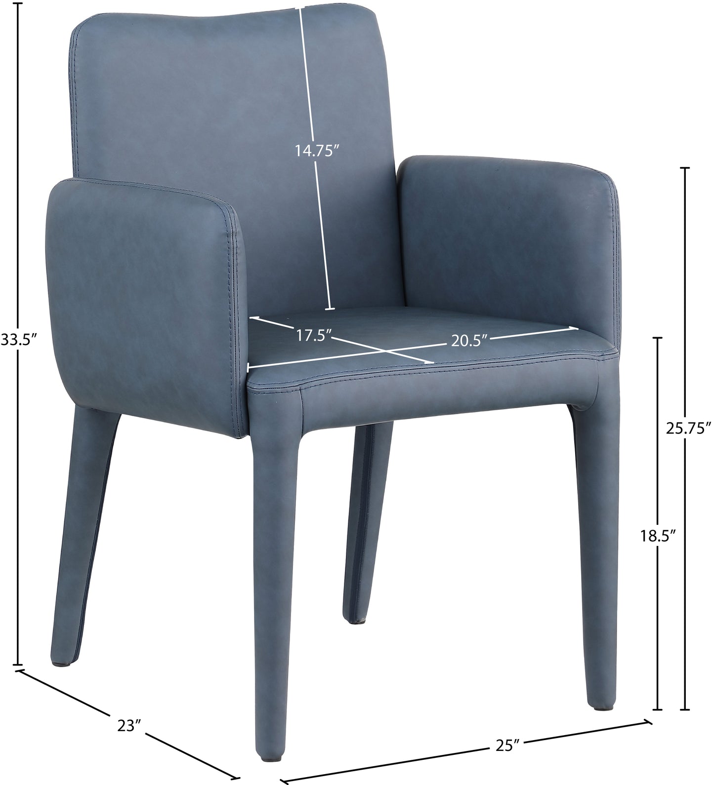 soleil navy faux leather accent/dining chair c