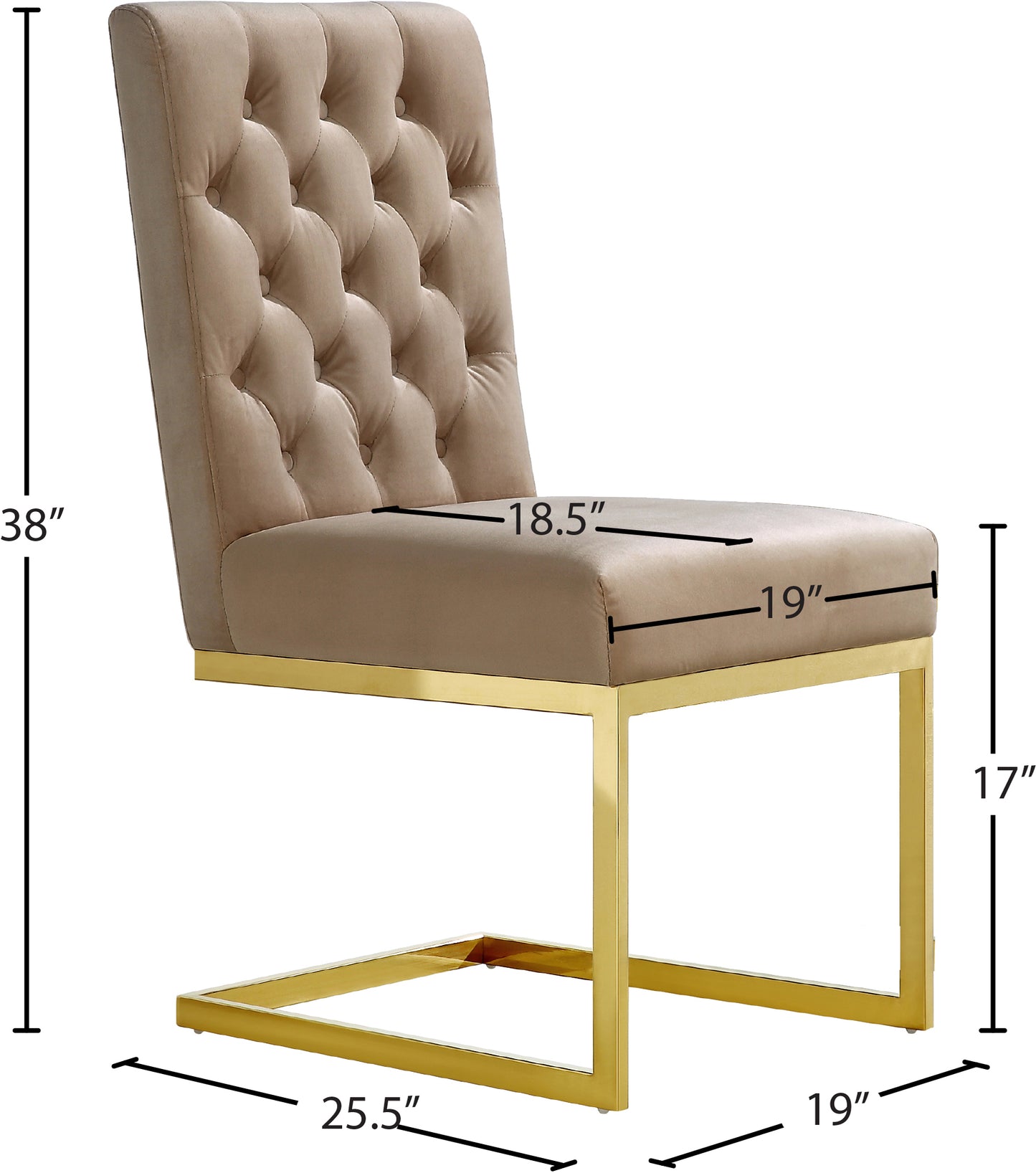 bliss beige velvet dining chair c