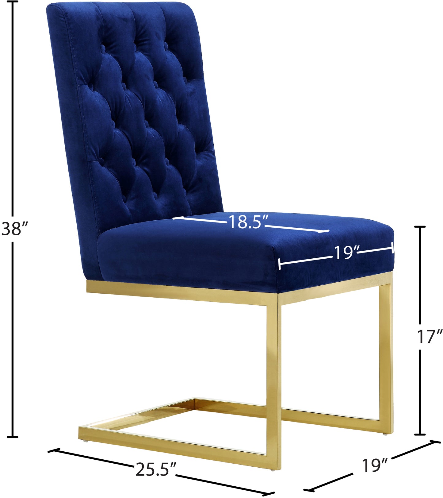 bliss navy velvet dining chair c