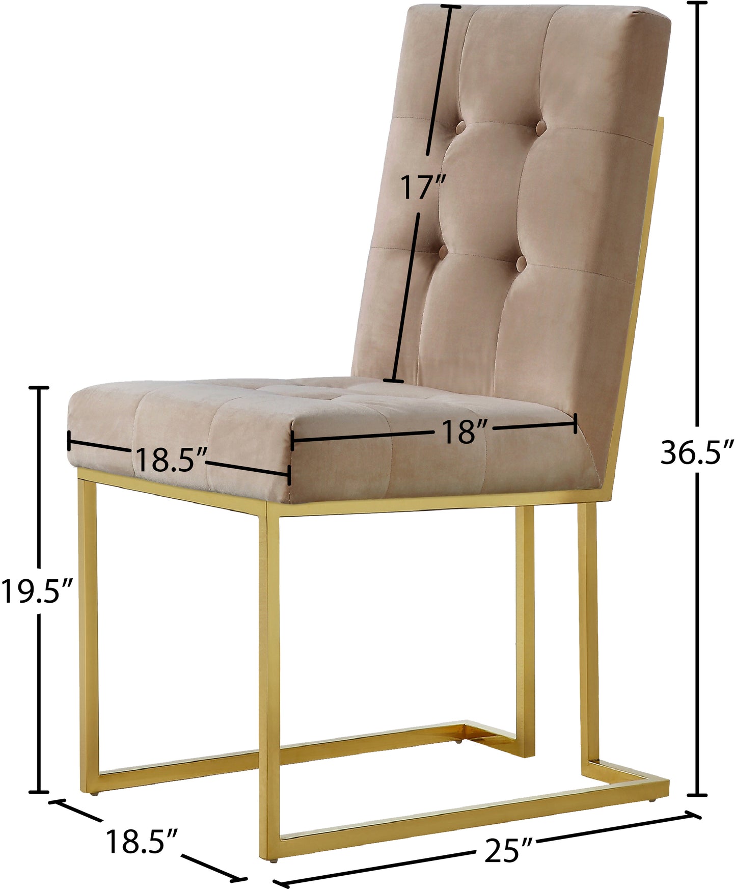 barolo beige velvet dining chair c