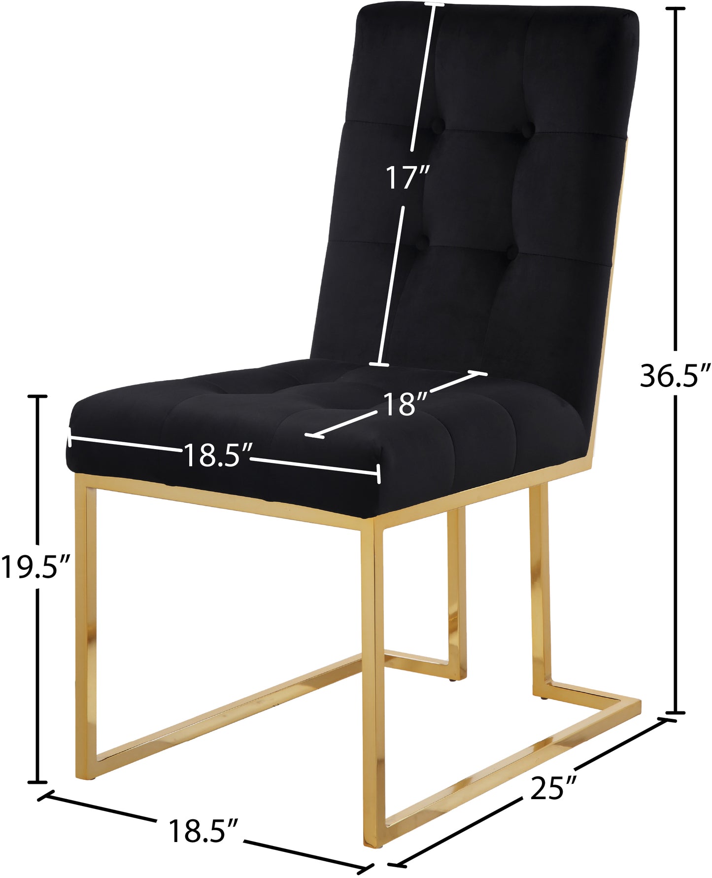 barolo black velvet dining chair c