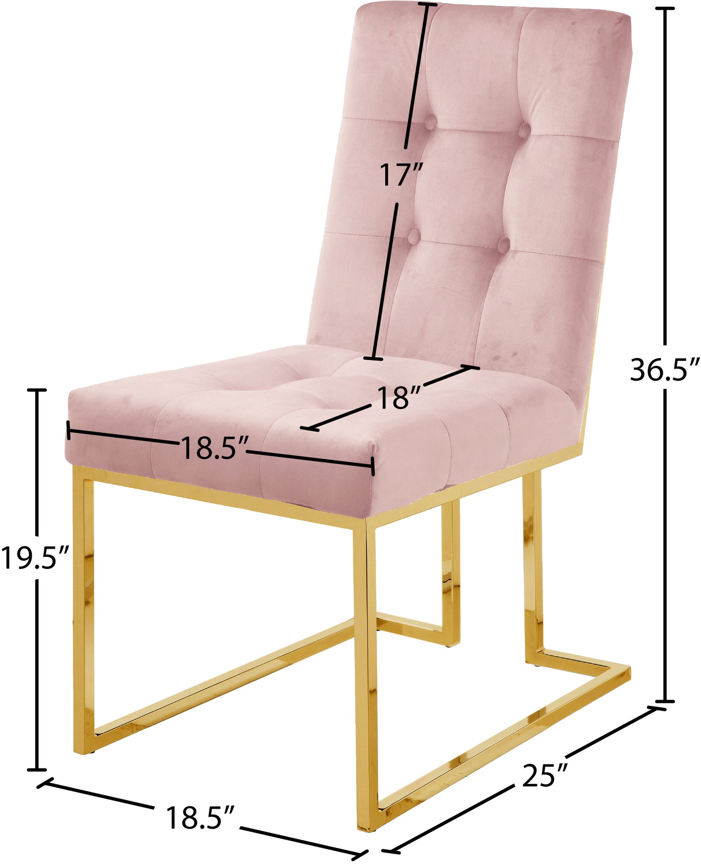 barolo pink velvet dining chair c