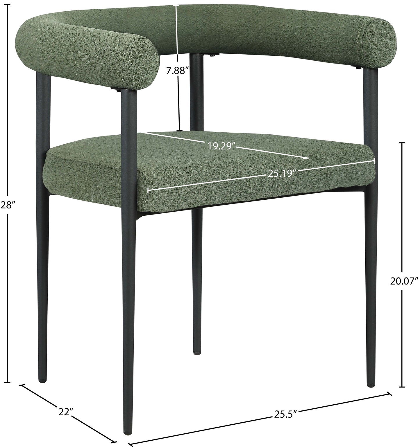 pavilion green boucle fabric dining chair c