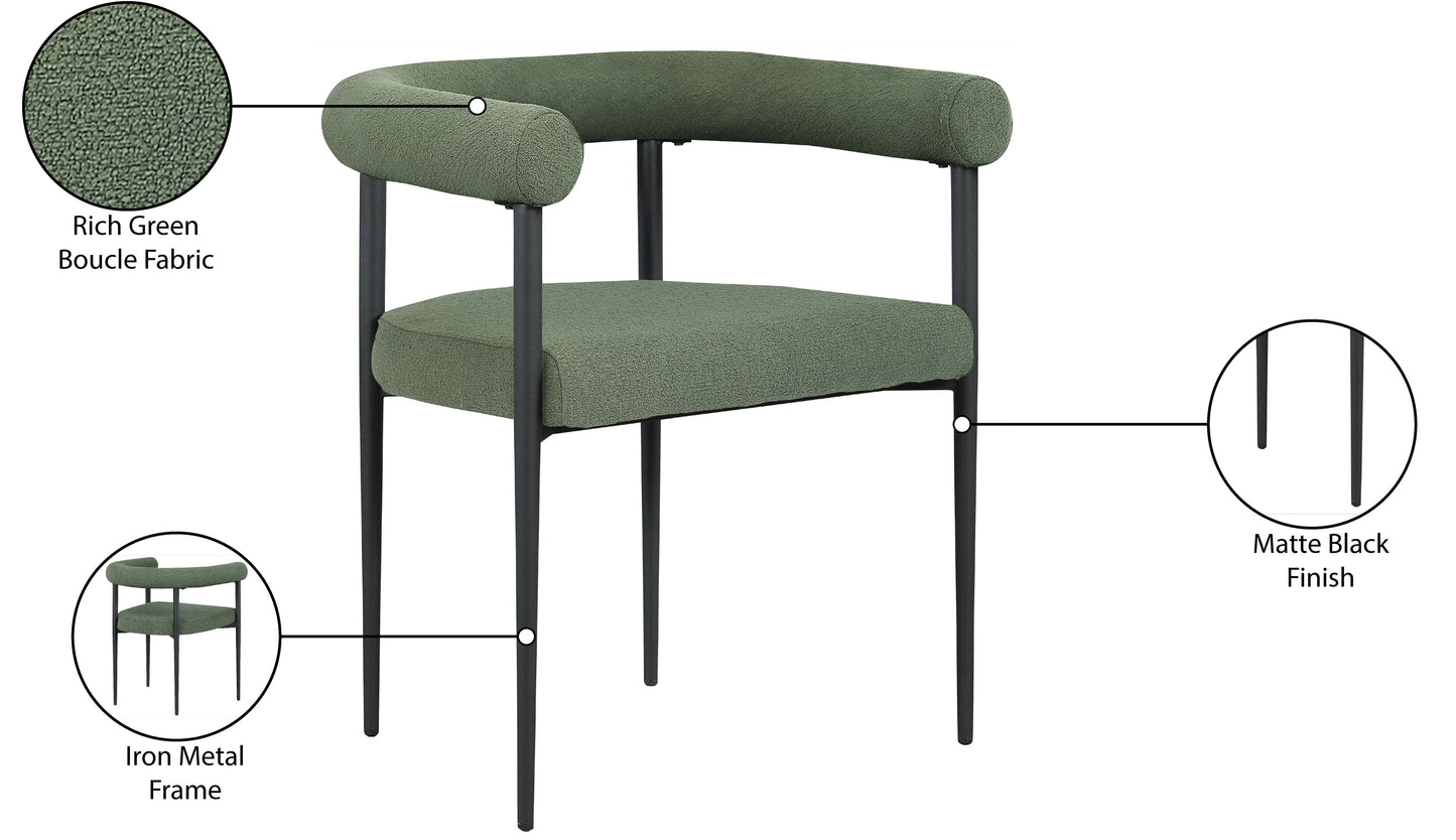 pavilion green boucle fabric dining chair c