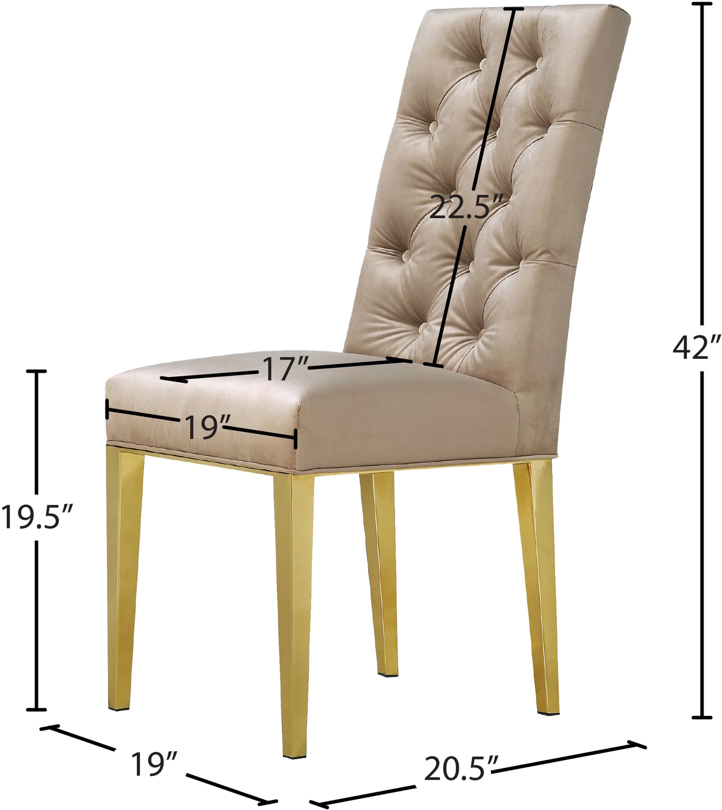 hollywood beige velvet dining chair c