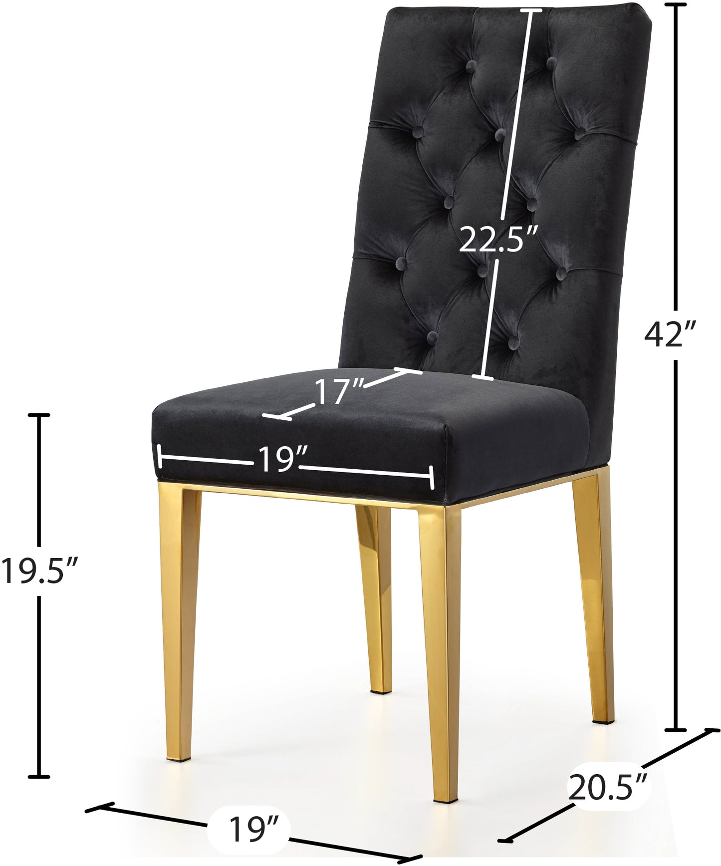 hollywood black velvet dining chair c