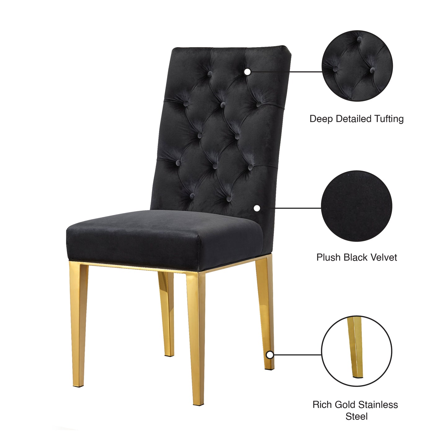 hollywood black velvet dining chair c