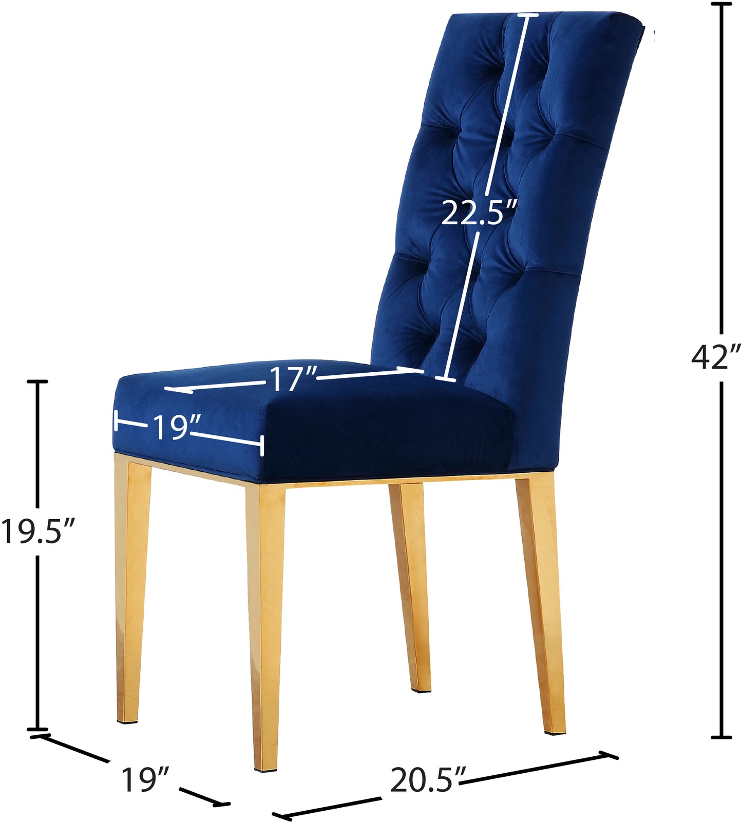 hollywood navy velvet dining chair c