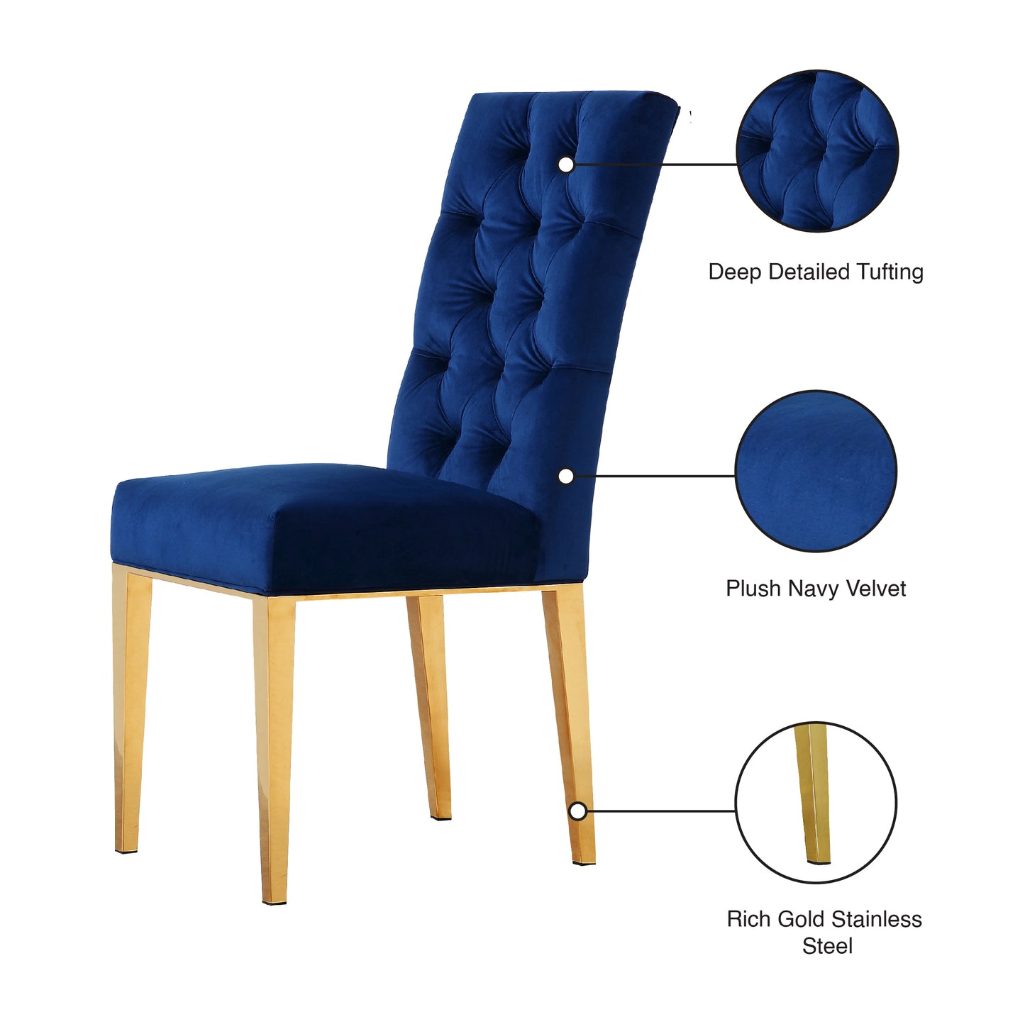 hollywood navy velvet dining chair c