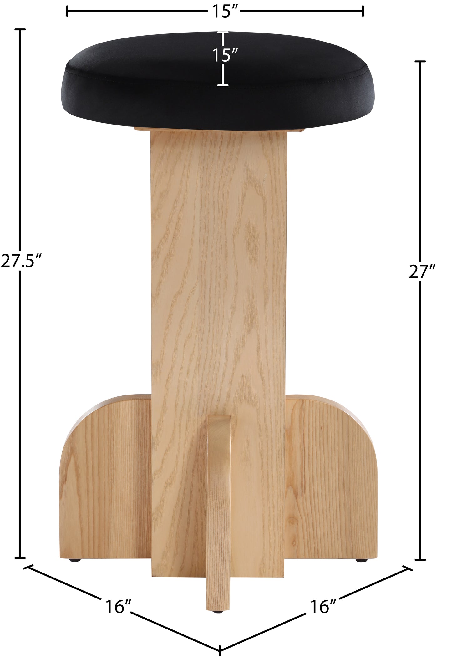 monroe black velvet stool c